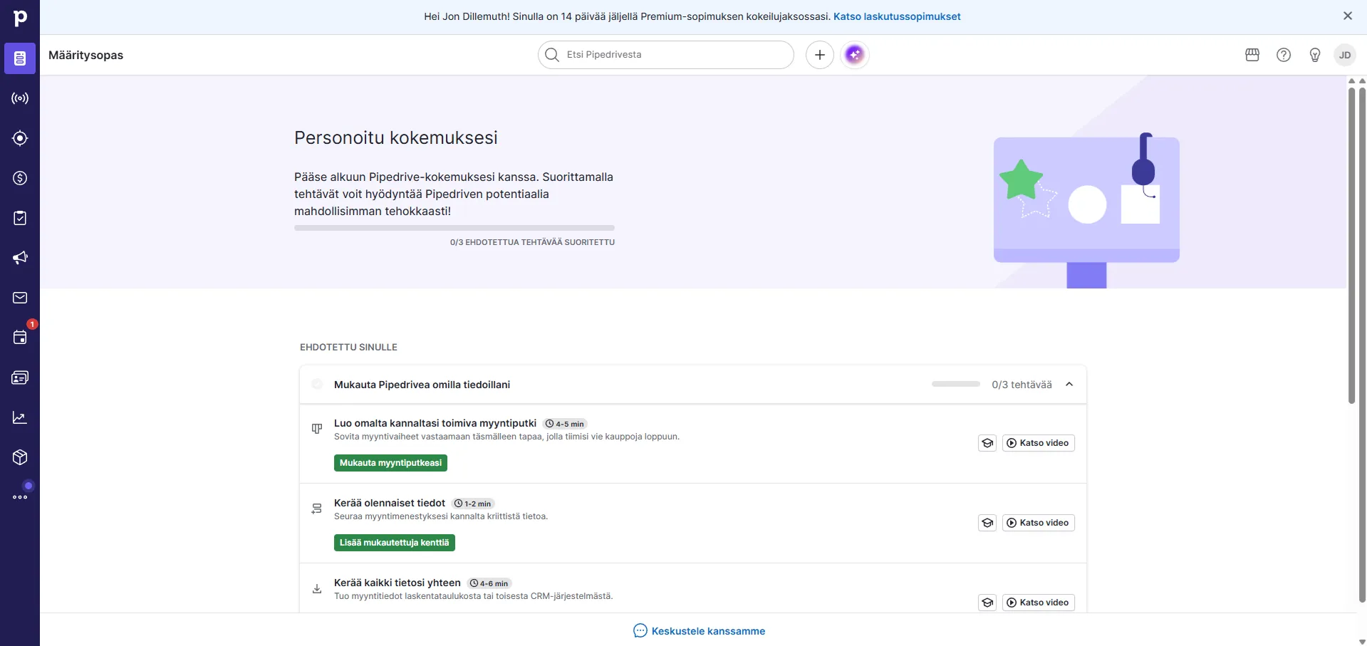 Skärmbild av användargränssnittet i Pipedrive